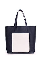 Женская кожаная сумка POOLPARTY Mania синяя (mania-darkblue-white)