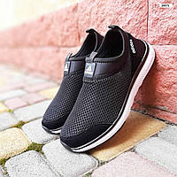Женские летние кроссовки Adidas (чёрные с белым) лёгкие мягкие удобные повседневные кроссы О20571