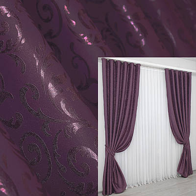 Комплект штор (2шт. 1,5х2,7м.) блекаут. Колір баклажанний. Код 1167ш 30-036