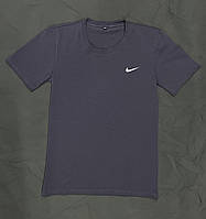 Футболка мужская спортивная Nike летняя темно-серая Тенниска Найк на лето повседневная