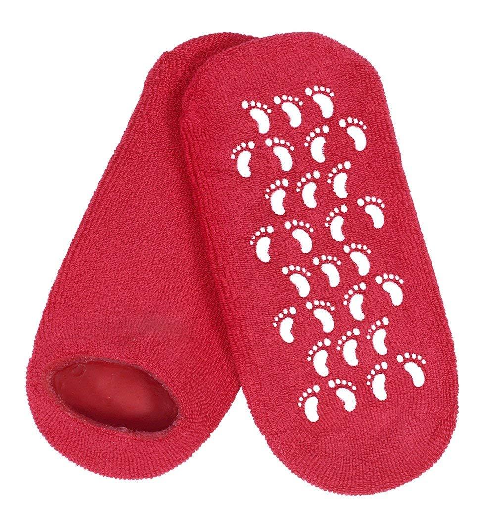 Зволожувальні гелеві шкарпетки для педикюру SPA Gel Socks No G09-12 червоні від 20 до 28 см