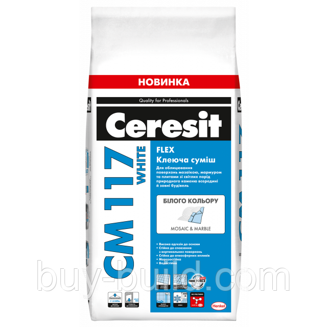 Клей для плитки Ceresit CM 117 WHITE FLEX 5 кг, фото 1