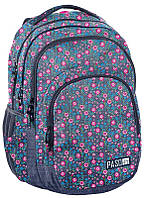 Разноцветный женский городской рюкзак в цветочки Paso Польша 30L Лучшая цена