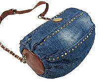 Циліндрична жіноча джинсова сумка Fashion jeans bag синя