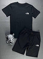 Спортивный костюм летний черный The North Face мужской , Летний черный комплект Зе Норт Фейс Шорты + Футболка