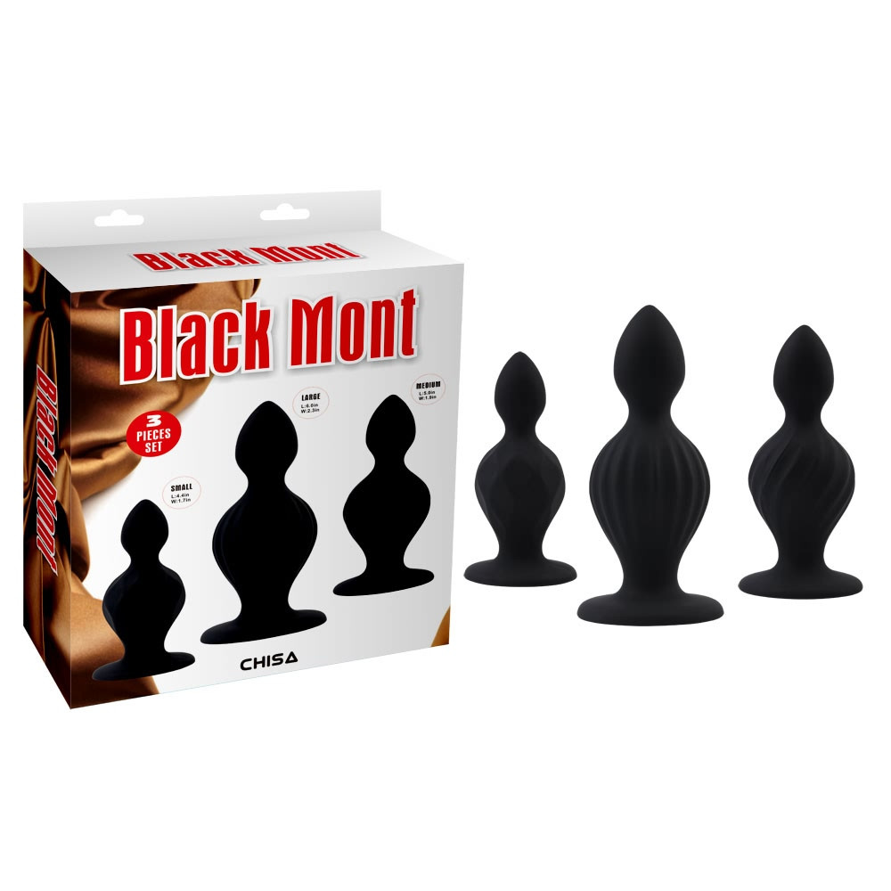 Набір великих анальних пробок Chisa Black Mont Black Silicone sonia.com.ua