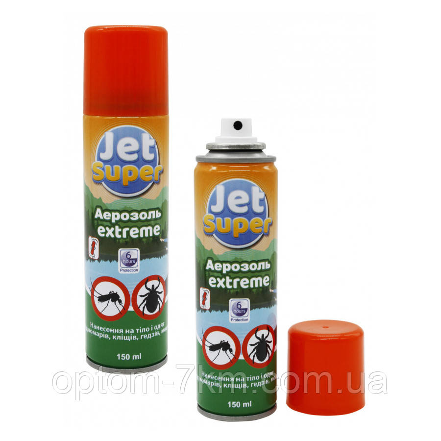 Аэрозоль от комаров и клещей Jet Super Extreme 150 мл - фото 1 - id-p1839057636