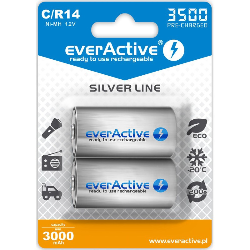 Аккумулятор EverActive EVHRL14-3500, C/R14, 3500 mAh, Ni-MH  (2шт)