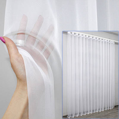 Готова (400х200см.) шифонова тюль, колір білий. Код тшб 41-020