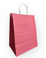 Пакет для подарка с ручками крафт розовый 23х30 см