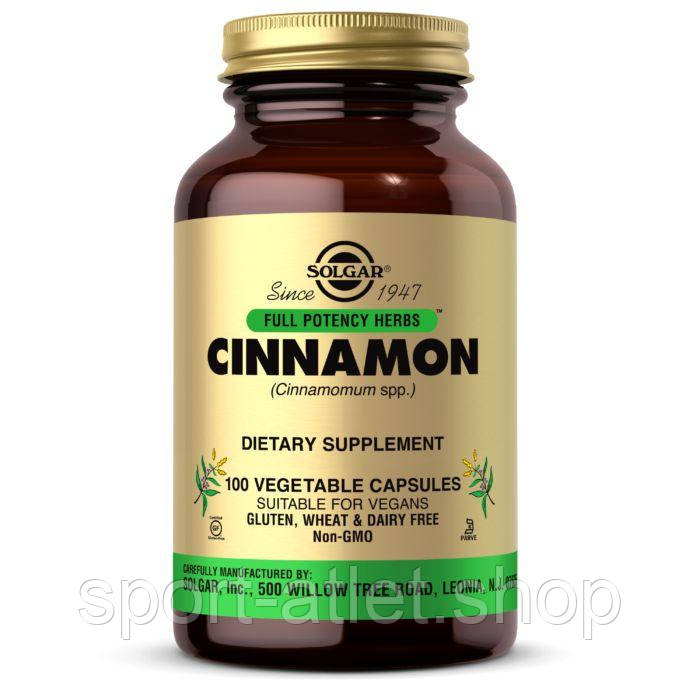 Натуральна добавка Solgar Cinnamon Full Potency Herbs, 100 вегакапсул
