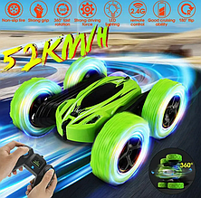 Машинка-перевертень всюдихід трюкова на радіокеруванні ydjia stunt car d828 green