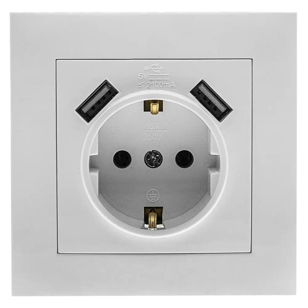Розетка Marshel Ideal 1-яка із заземленням і 2xUSB біла RS16-472-W