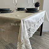 Скатертина оксамитова Вензель. Молочний колір мережива. (Під замовлення, або стандартний розмір), фото 3