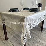 Скатертина оксамитова Вензель. Молочний колір мережива. (Під замовлення, або стандартний розмір), фото 6