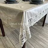 Скатертина оксамитова Вензель. Молочний колір мережива. (Під замовлення, або стандартний розмір), фото 2