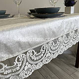 Скатертина оксамитова Вензель. Молочний колір мережива. (Під замовлення, або стандартний розмір), фото 10