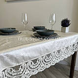 Скатертина оксамитова Вензель. Молочний колір мережива. (Під замовлення, або стандартний розмір), фото 8