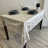 Скатертина оксамитова Вензель. Молочний колір мережива. (Під замовлення, або стандартний розмір), фото 4