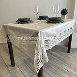 Скатертина оксамитова Вензель. Молочний колір мережива. (Під замовлення, або стандартний розмір), фото 5