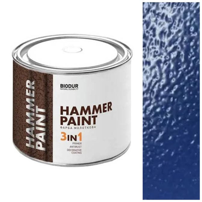 Фарба молоткова 3в1 BIODUR 2.1 кг темно-синя 102, фото 1