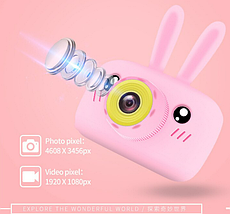 Дитячий фотоапарат Smart Kids Camera цифрова фотокамера, дитяча камера для фото Зайчик, фото 2