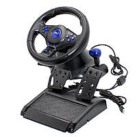 Руль игровой с педалями и коробкой передач для ноутбука ПК PS2 PS3 PC USB Vibration Steering Wheel