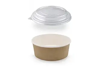 Упаковка кругла паперова крафт-біла для салатів на 750 мл, 400 шт/уп