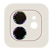 Захисне скло Metal Classic на камеру (в упак.) для Apple iPhone 12 / 12 mini / 11 (Бузковий / Rainbow) 53951