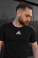 Мужская футболка спортивная летняя повседневная Adidas черная | Тенниска на лето трикотажная Адидас