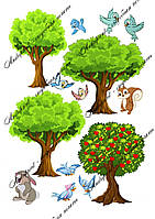 Съедобная картинка "Листья, деревья, лес, тропики" сахарная и вафельная картинка а4 САХАРНАЯ БУМАГА