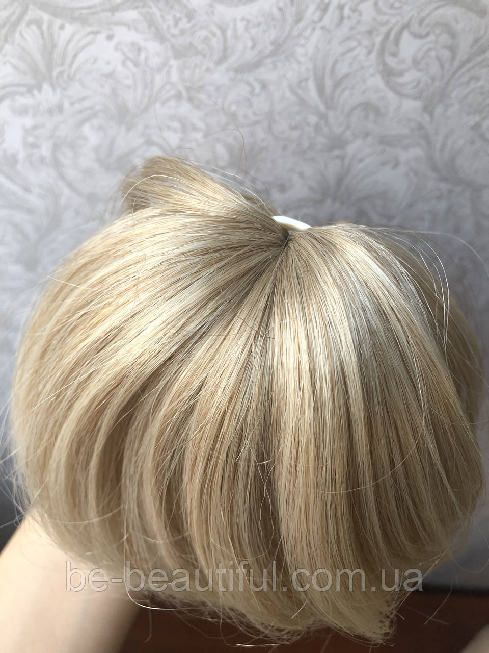 Хвост шиньон на крабе BABY короткий искусственный волос блонд - фото 3 - id-p1839108958