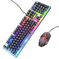 Ігрова дротова клавіатура з мишкою 2в1 Gaming Combo HOCO Luminous RGB-підсвітка GM18 RU/ENG розкладка