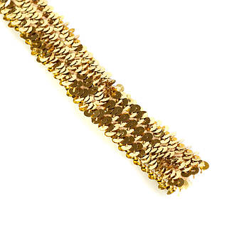 Паєтки на резинці золото 27мм відріз - 50см PET001