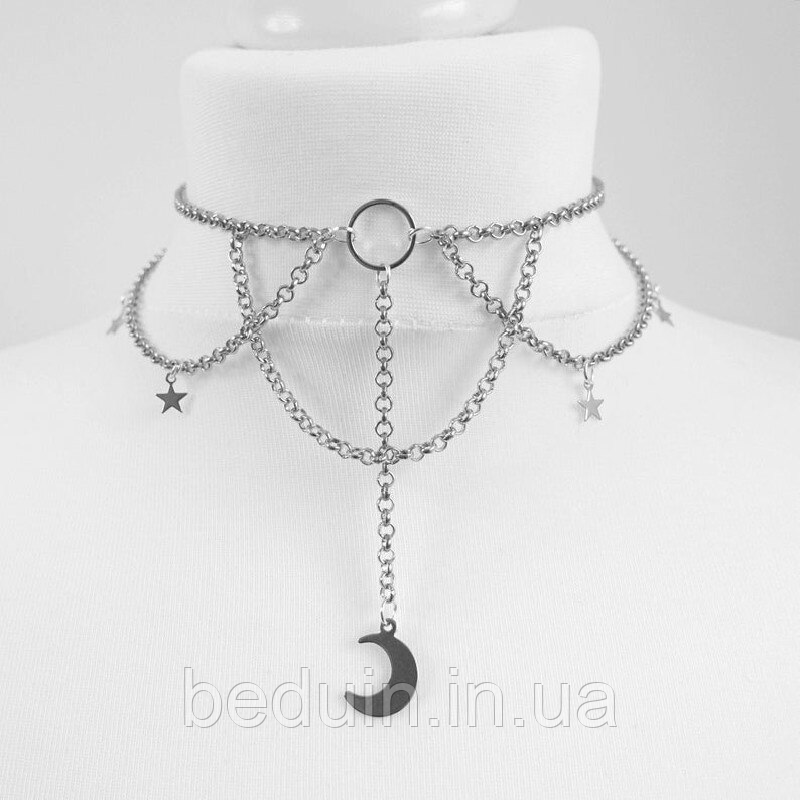 Готичний ланцюговий Чокер Підвіска "Луна" ельфійський — Aushal Jewellery, фото 1