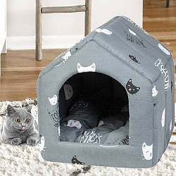 Будиночок-лежанка (30х35х35) для кота, "Будка" / Переносний котячий будинок / Спальне місце для кішок / М'який лежак