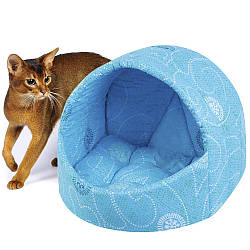 М'який будиночок-лежанка (42x37x35) для кота "Козуб" / Спальне місце для кішки / Лежак-лукошко для кошенят