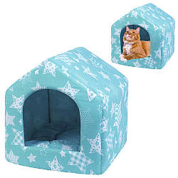 Будиночок-лежанка (45x47x48) для кота, "Будка" / Переносний котячий будинок / Спальне місце для кішок / М'який лежак
