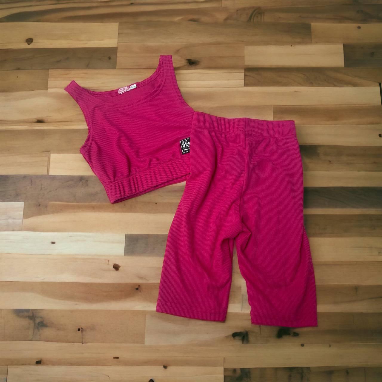 Спортивний дитячий костюм на дівчинку, рожевий, топ +велосипедки, TP Pandax (6-11 л.)