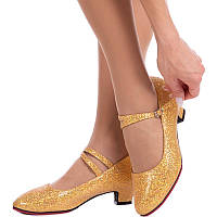 Обувь для бальных танцев женская Стандарт Zelart DN-3692 размер 38 Золотой