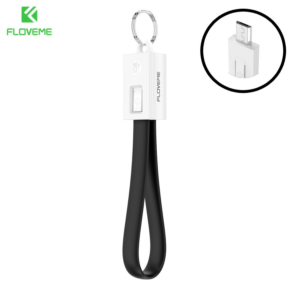 USB силіконовий кабель-брелок Floveme, роз'єм micro USB (чорний)