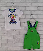 Літній дитячий костюм футболка комбінезон, трикотажний ясельний комплект для хлопчика