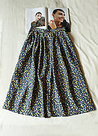 Темно синяя винтажная юбка в мелкий цветочек миди женская Anny Where, размер S