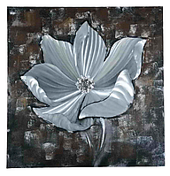 Картина настенная объемная с металлизированным покрытием на холсте - панно "Цветок" F2378