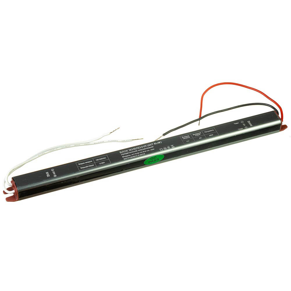 Блок живлення вологозахищений вузький 12V 48W 4А IP67 AVT SLIM