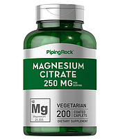 Цитрат магния 250мг, Magnesium Citrate от Piping Rock, 200 вегетарианских капсул