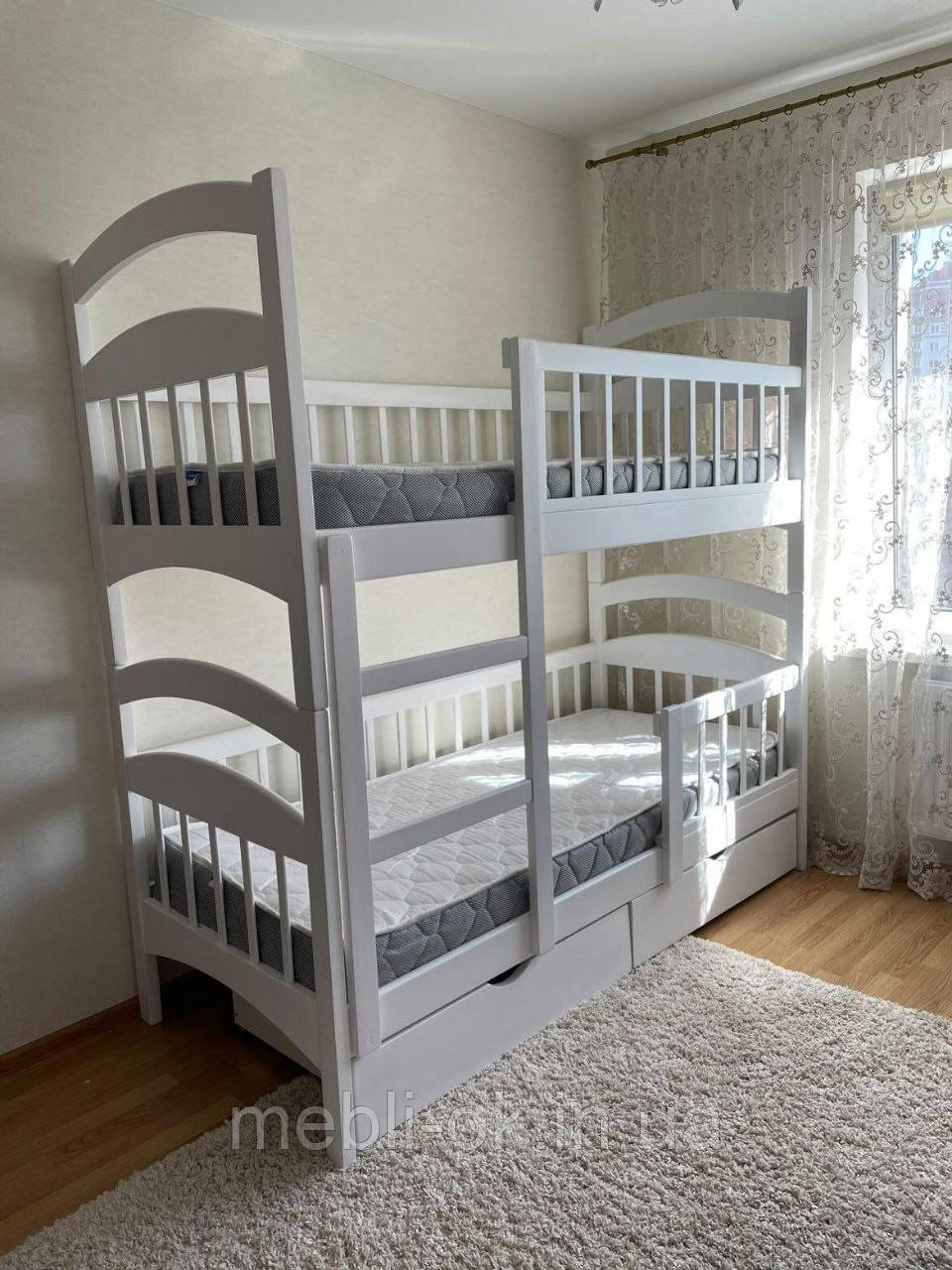 Двох'ярусне дитяче ліжко Карина Люкс Посилена NEW 80*190 БІЛА