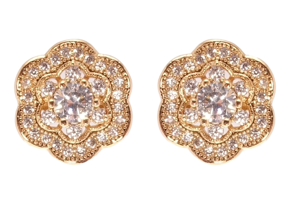 

Серьги Xuping Позолота 18K гвоздики (пусеты) "Цветочки инкрустация цирконием"
