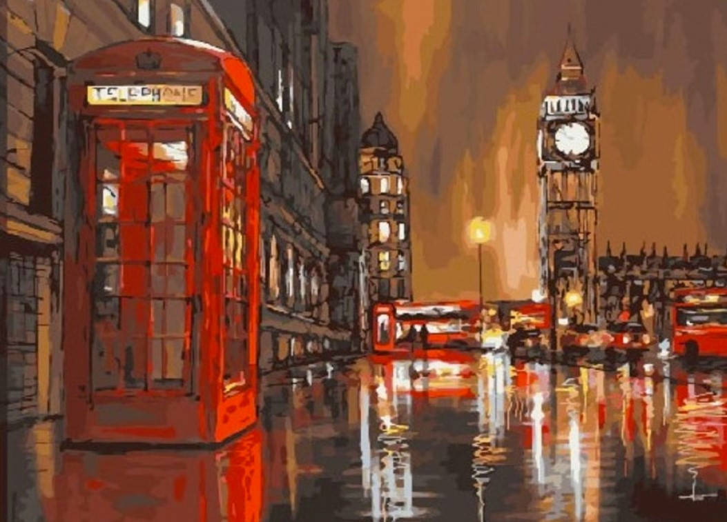 

Картина по номерам и алмазная мозаика Лондон 3D 2в1 на подрамнике 40х50 см