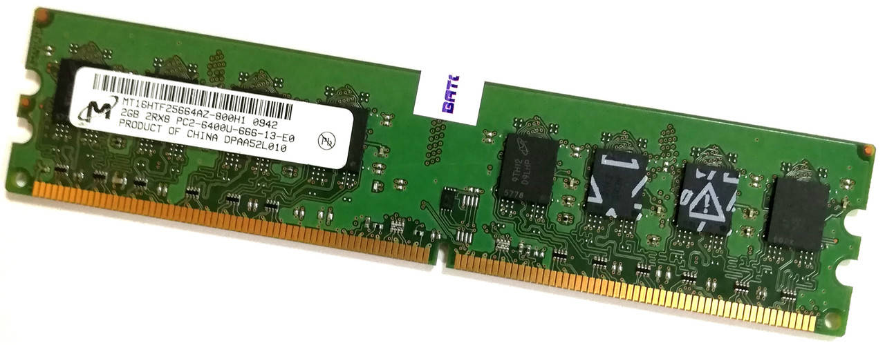 

Оперативная память Micron DDR2 2Gb 800MHz PC2 6400U 2R8 CL6 (MT16HTF25664AZ) Б/У